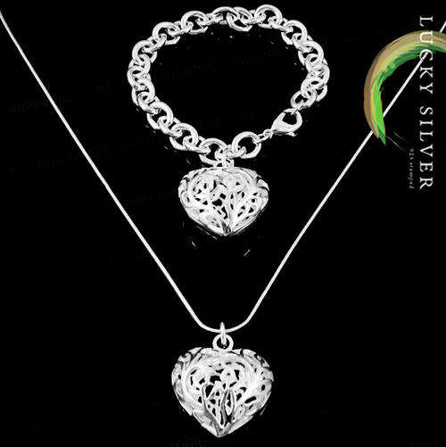 925 Sterling Silver Bracelet & Necklace Set