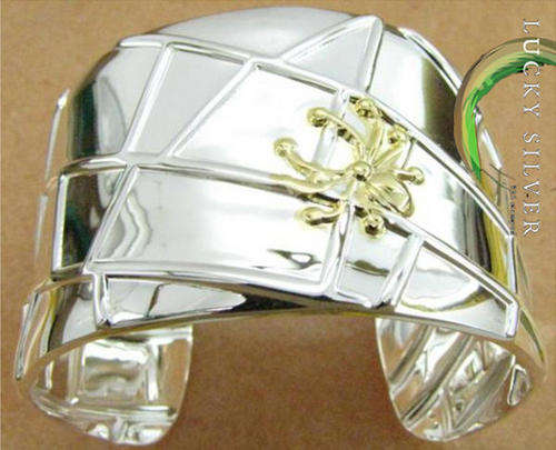 NEW!!! STUNNING DESIGNER - 40mm Silver WEB & Gold SPIDER Bangle - (IN STOCK)