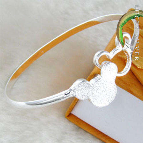 Mickey Mouse 925 Sterling Silver Bangle - perfect for all sizes