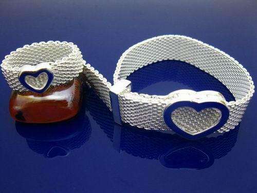 35% SALE!!! 925 Sterling Silver EP Heart Ribbon Ring & Bracelet - (Ready to Ship)