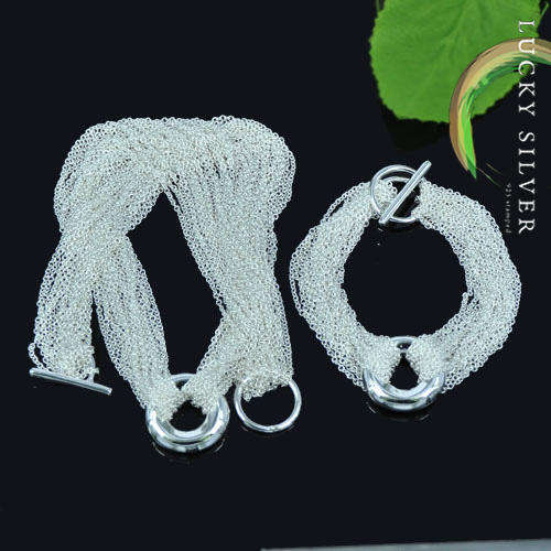 .925 sterling silver jewellery set necklace bracelet earring pendant