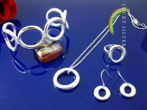 925 Circle Bangle, Necklace, Earrings & Ring (7.5) - (Ready to Ship)