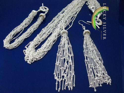 OUR BEST SELLER!!! 925 Sterling Silver LINKS Bracelet, Necklace & Earrings Set (Ready to Ship)