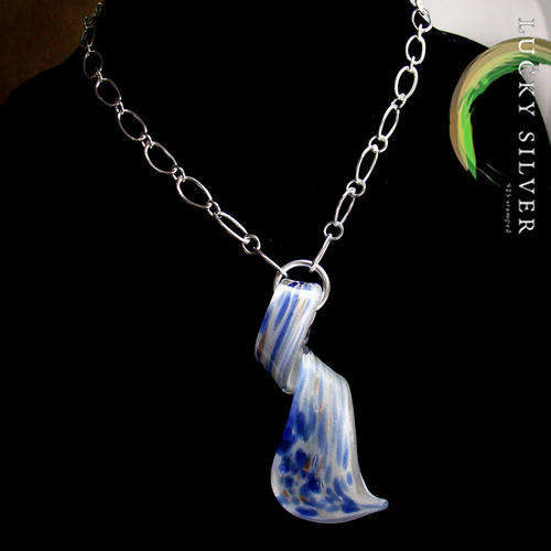 PRICED TO FLY! Lucky Silver Necklace & HUGE Murano Pendant