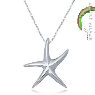 SALE!!! 925 Sterling Silver HUGE STARFISH Pendant & BOX Chain Necklace - just R75