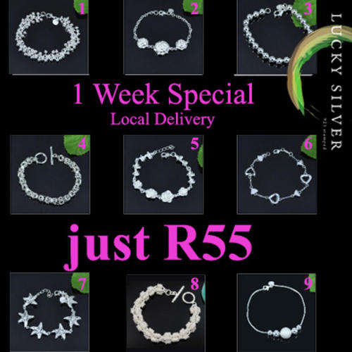 1 Week Only - R55 only! Variety of Silver Bracelets - LOCAL DELIVERY SPECIAL!