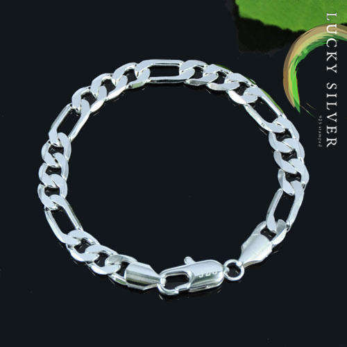 Silver Plated Mens Link Chain Bracelet
