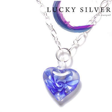 Bold Beautiful Night Wear Silver Necklace & Glass Heart Pendant - Ready To Ship