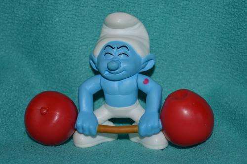 McDonalds Smurf Hefty Weight Lifter