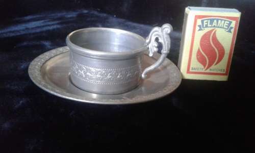 Pewter Espresso Cup & Saucer