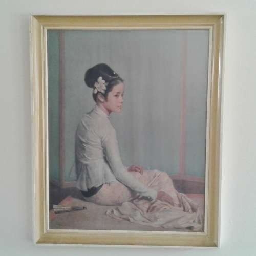 Vintage Framed Print of Asian Girl