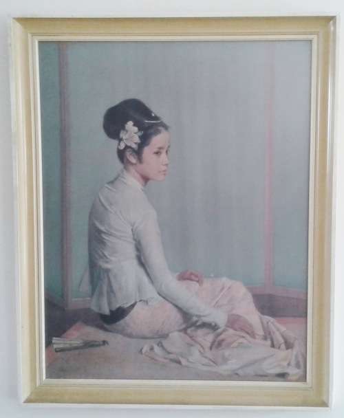 Vintage Framed Print of Asian Girl