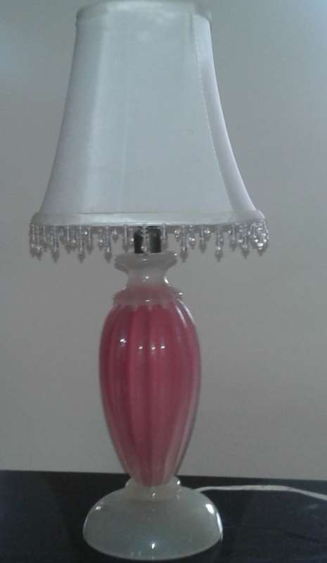 Murano Pink & White Glass Lamp With Shade