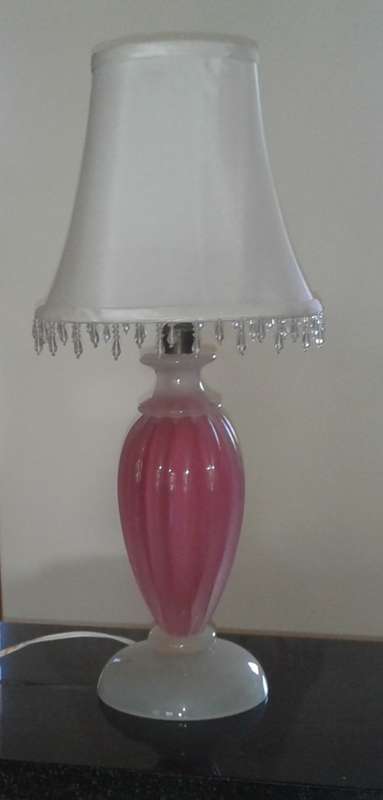 Murano Pink & White Glass Lamp With Shade