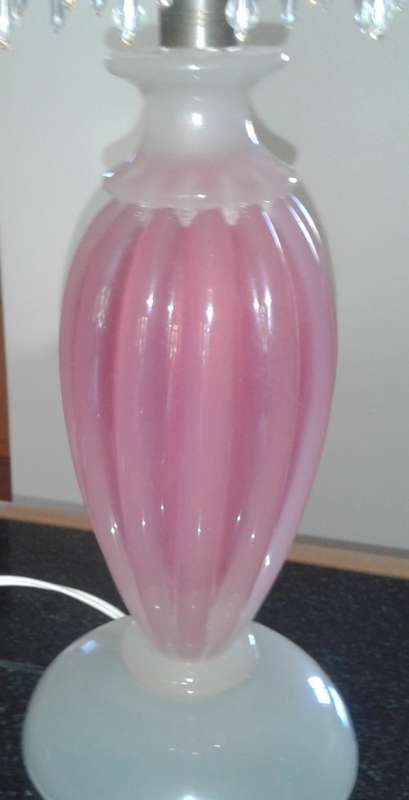 Murano Pink & White Glass Lamp With Shade