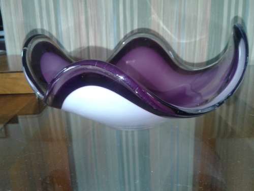 Purple and White Murano Art Bowl
