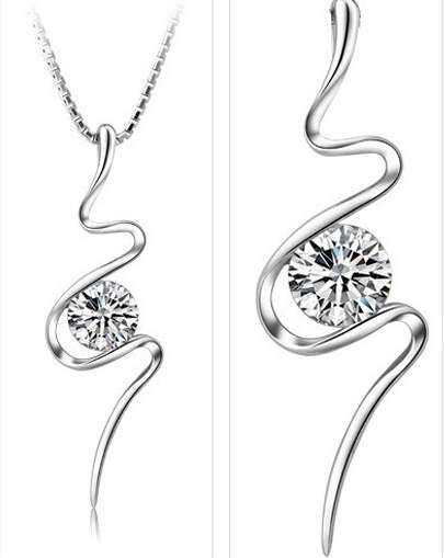 Gorgeous !!! S925 Sterling Silver Top Grade Diamond Cubic Zircon Pendant necklace