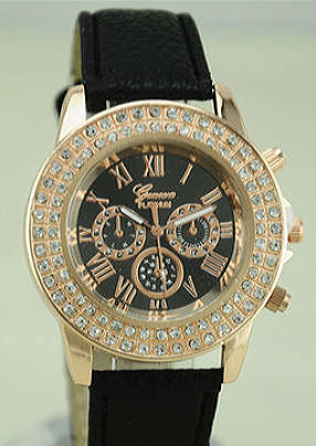 NEW ARRIVAL GENEVA PLATINUM DRESS WATCH - Roman Numerals Faux Leather Analog Quartz