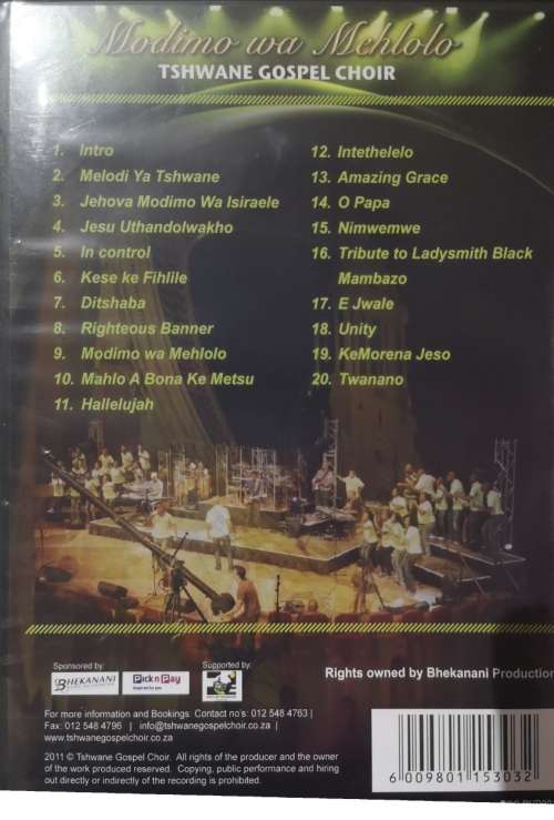 Tshwane Gospel Choir - Modimo Wa Mehlolo (DVD) [New]
