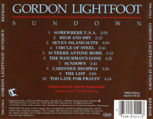 Gordon Lightfoot - Sundown (CD)