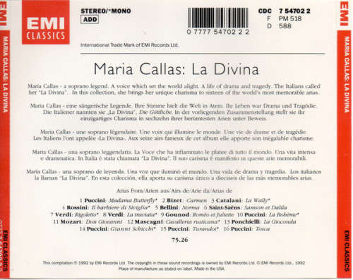 Maria Callas - La Divina (CD)