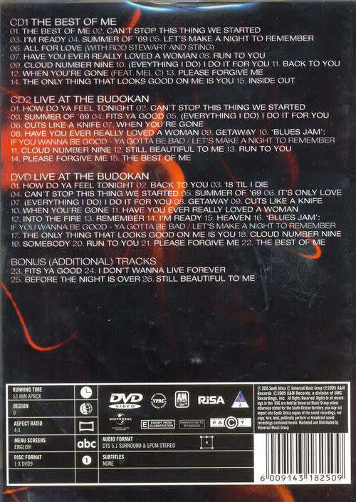 Bryan Adams - Best Of Me / Live At The Budokan (2-CD + DVD)