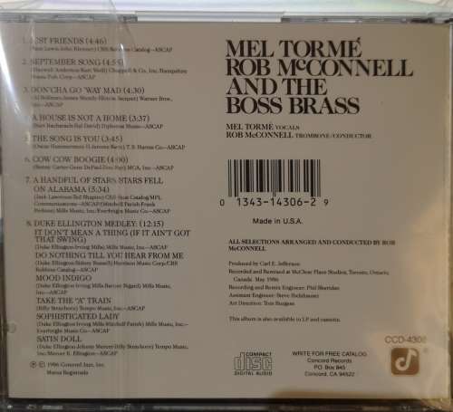 Mel Torm and Rob McConnell And The Boss Brass (CD)
