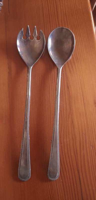Vintage Silver Salad Spoon and Fork (E.P. Zn Made in England)