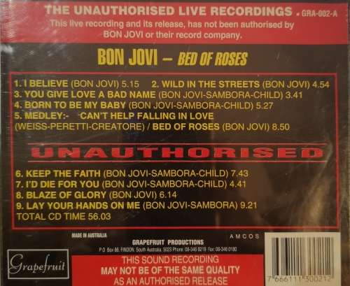 Bon Jovi - Bed Of Roses Unauthorised (CD)