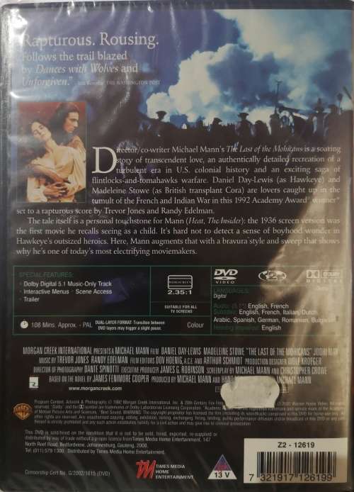 The Last Of The Mohicans (DVD) [New]