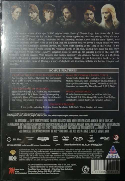 Game Of Thrones - Season 2 (5-DVD Box set)