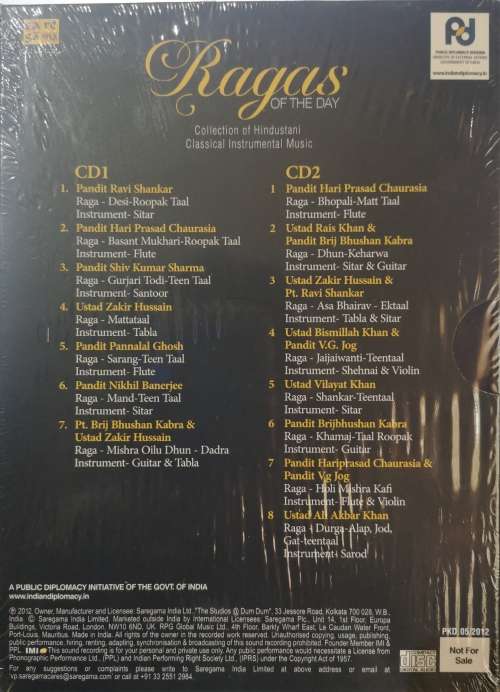 Ragas of the Day - Collection of Hindustani Classical Instrumental Music (2-CD) [New]