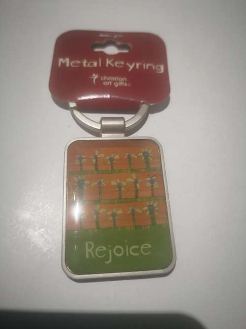 Christian Art Gifts - Metal Keyring - Rejoice