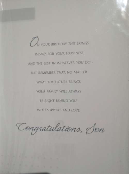 Greeting/Birthday Card + Envelope - Happy 21st Birthday Son [New]