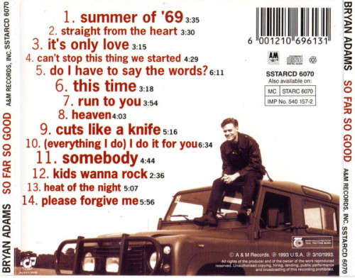 Bryan Adams - So Far So Good (CD) [New]