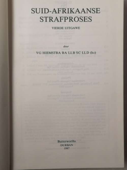 Suid-Afrikaanse Strafproses - Vierde Uitgawe - Hiemstra (Book)