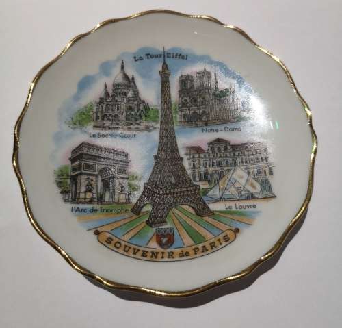 LIMOGES Porcelain SOUVENIR DE PARIS Mini Plate - France Eiffel Tower