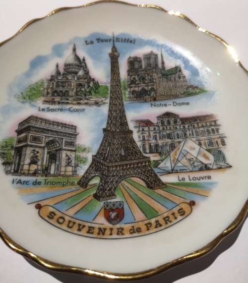 LIMOGES Porcelain SOUVENIR DE PARIS Mini Plate - France Eiffel Tower