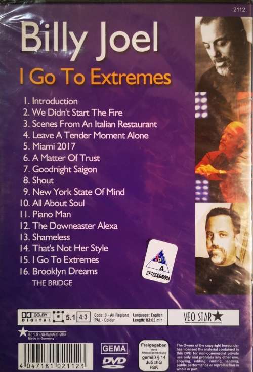 Billy Joel - I Go To Extremes (DVD) [New]