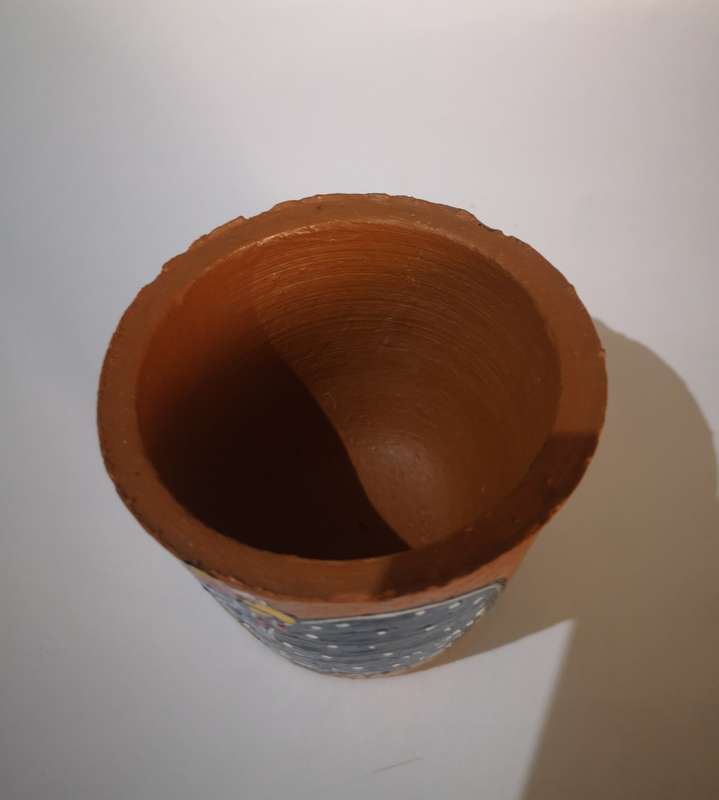 Small Pottery Pot with Guinea Fowl