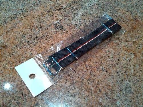 22mm NATO Black Red White Stripe Watch Band Strap