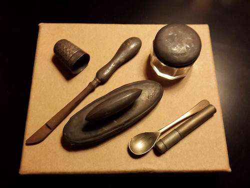Antique Silver Hallmarked Manicure Set and Silver Hallmarked Thimble