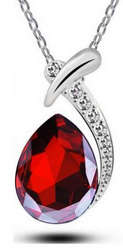 EXTRAORDINARY!! WHITE GOLD PLATED WITH SIMULATED DIAMOND NECKLACE PENDANT