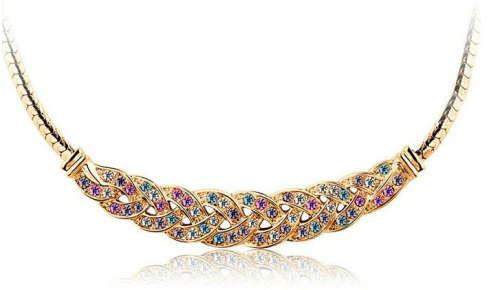 EXQUISITE!! Yellow Gold- Plated Zircon Necklace-Made With SIMULATED Diamonds