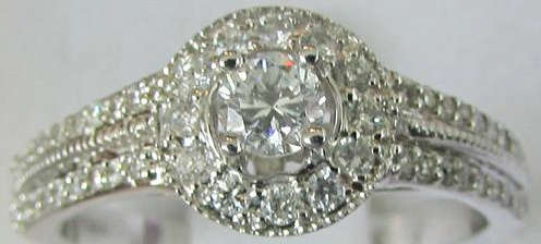 **HALO DESIGN [R31423]** HIGH QUALITY [0.650ct] DIAMOND RING [2.756g] WHITE GOLD