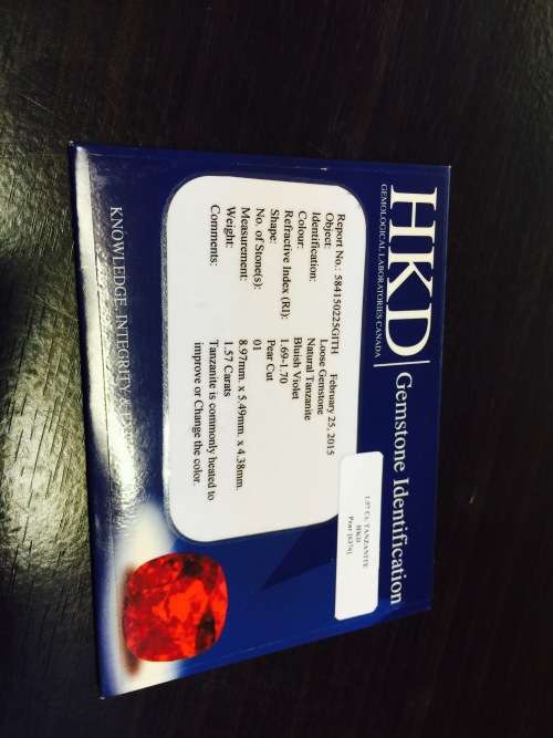 1.57 Ct AAA "HKD" CERTIFIED BLUISH VIOLET "D" BLOCK TANZANITE FREE CERTIFICATE!!