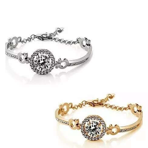 SPARKLING rose gold plated Simulated Diamond- Huge 3.5ct solitaire Engagement tennis bracelet