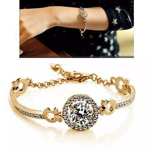 SPARKLING rose gold plated Simulated Diamond- Huge 3.5ct solitaire Engagement tennis bracelet