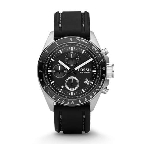 DECKER FOSSIL CHRONOGRAPH BLACK SILICONE WATCH ##BRAND NEW##