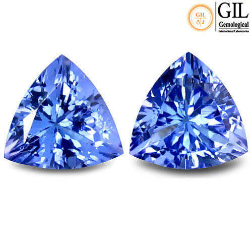 1.13cts FREE PAIR ''GIL'' CERT SIGNIFICANT!! 100% AAA GENUINE Natural TANZANITE Purplish Blue - VVS